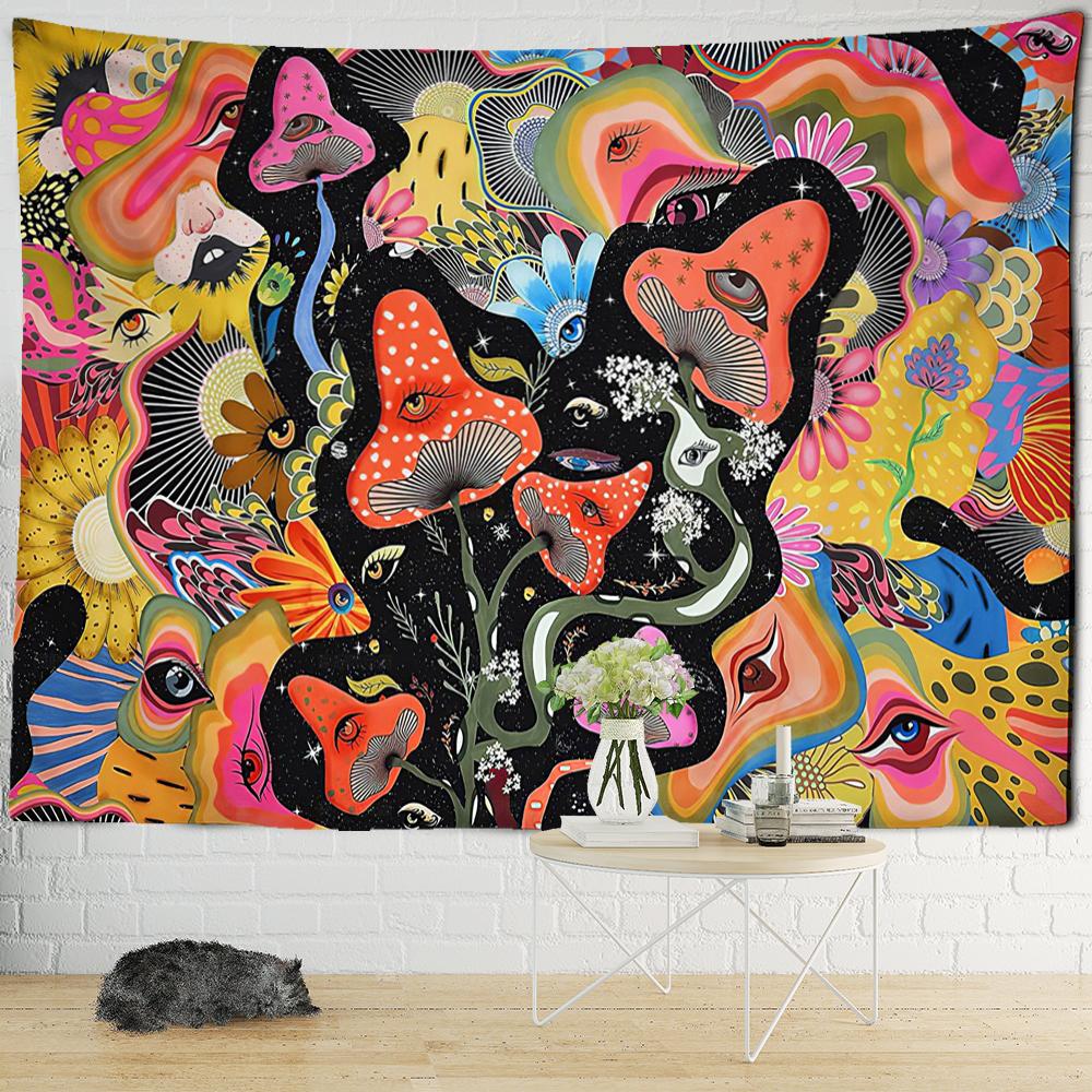 Psychedelic Mushroom Wall Hanging Tapestry Witchcraft Mystic Night Sky Anime Moon Snail Home Room Decor