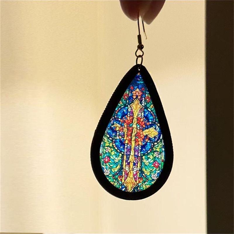 Orecchini Pendenti Etnici in Legno a Forma di Goccia d'Acqua - Semplici, Retrò, Eleganti, Versatili Accessori per Orecchie.
