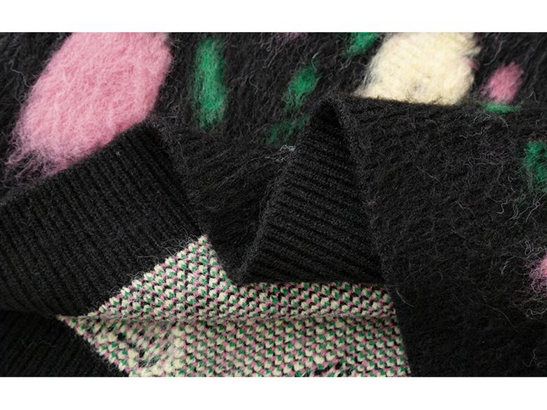 Plus Size Women's Round Neck Colorful Embroidered Knit Sweater - 2025 Winter Style Pullover