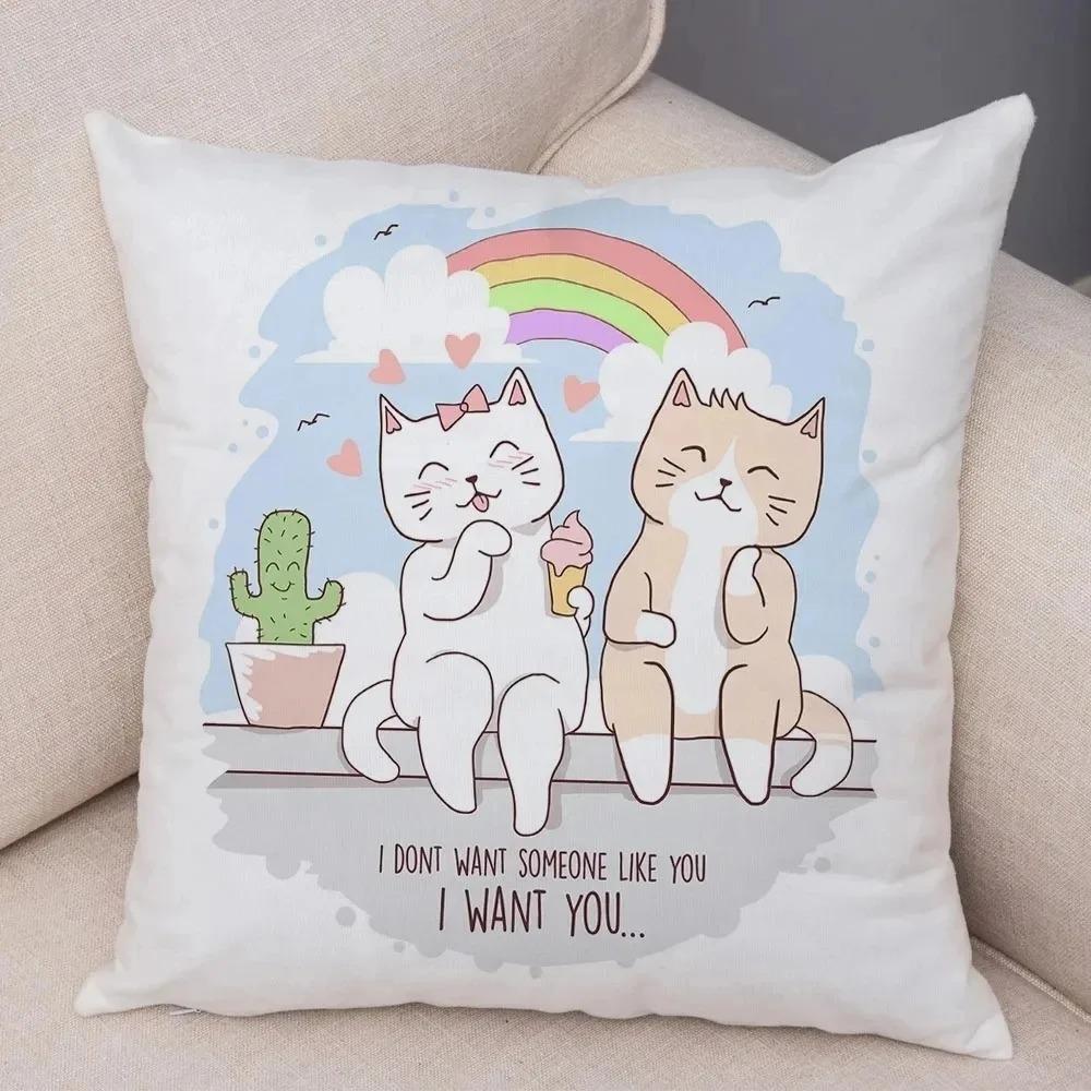 Funny Pet Cat Decorative Pillowcase Living Room Office Home Pillowcase Car Ornaments
