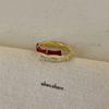 Vintage Red Drip Oil Open Ring Women Geometric Cool Sweet Exquisite Adjustable Band Fashion Accessory Christmas New Year Gift