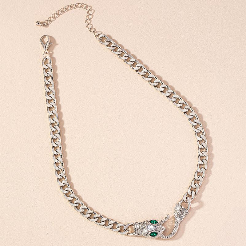 Zodiac Snake Pendant Necklace Female Personality Punk Light Luxury Diamond Collarbone Chain