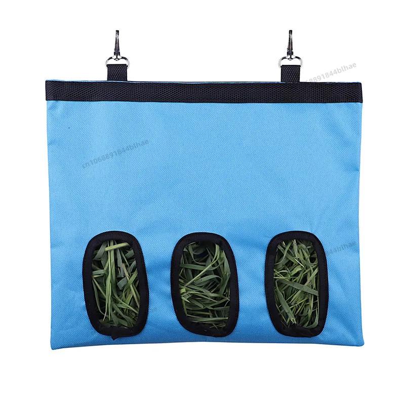 Hanging Feeding Bag Pet Hay Bag for Guinea Pigs Small Animal Feeder Rabbit 3 Holes Food Dispensers Bag Rack Cage Accessories