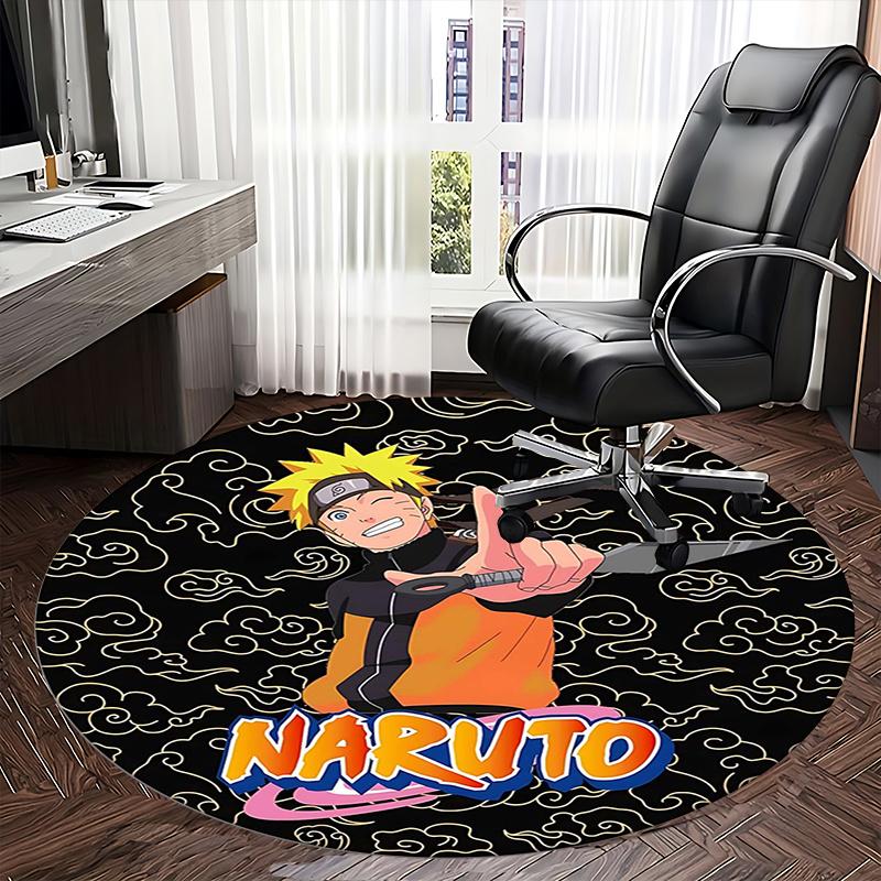 Naruto Character Print Chair mat Round Rug-Office carpet, Machine Washable, Non-slip, Suitable for Living Rooms, Bedrooms