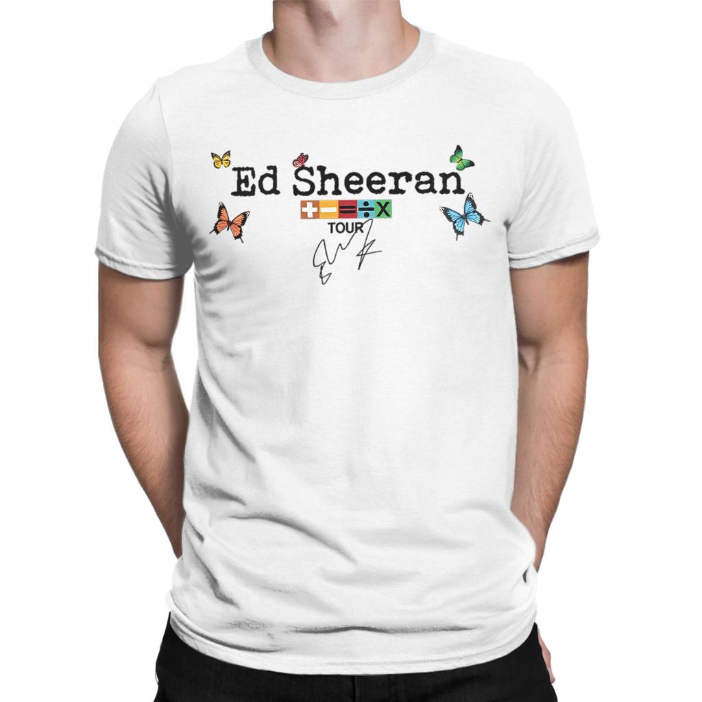 Men T-Shirt Ed Sheeran Butterfly Vintage 100% Cotton Tees Short Sleeve T Shirts Round Neck Clothes New Arrival