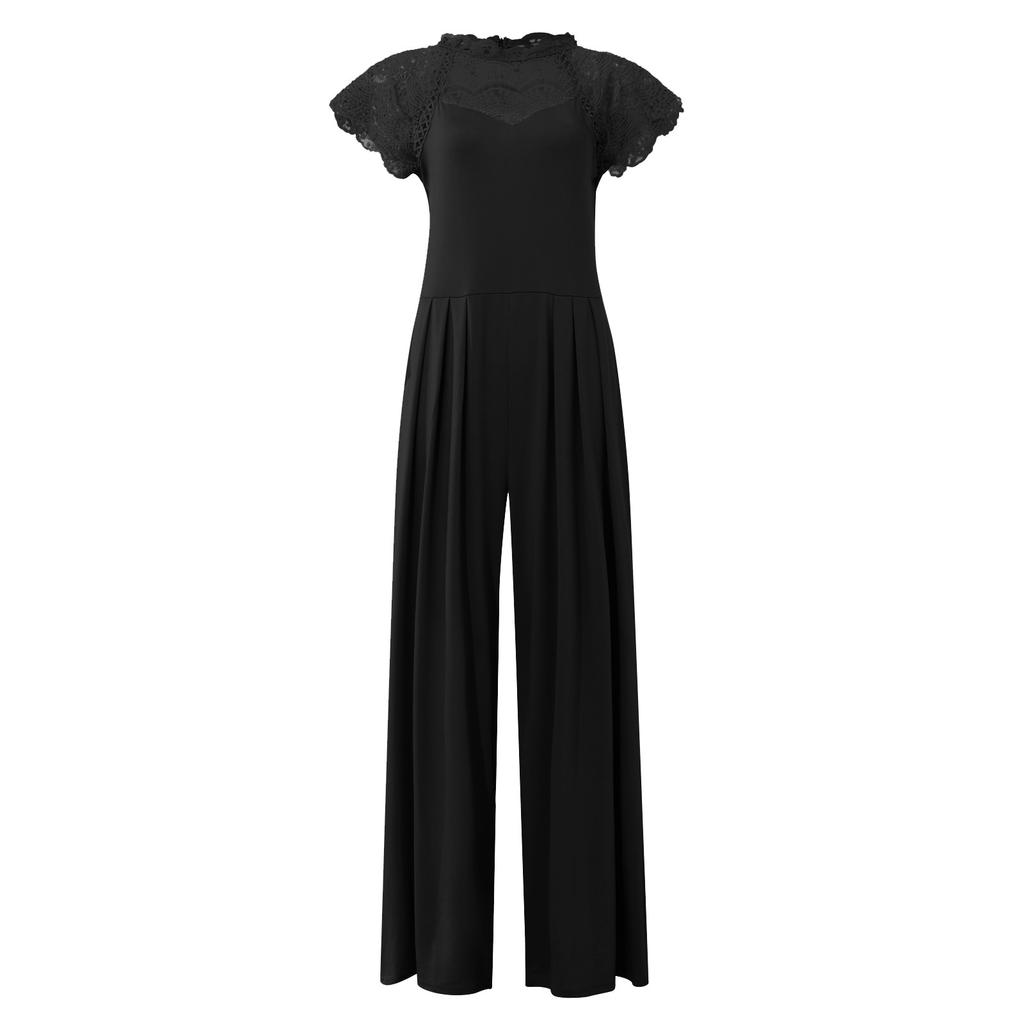 Dámský jednobarevný overal Módní volný ležérní krajkový overal