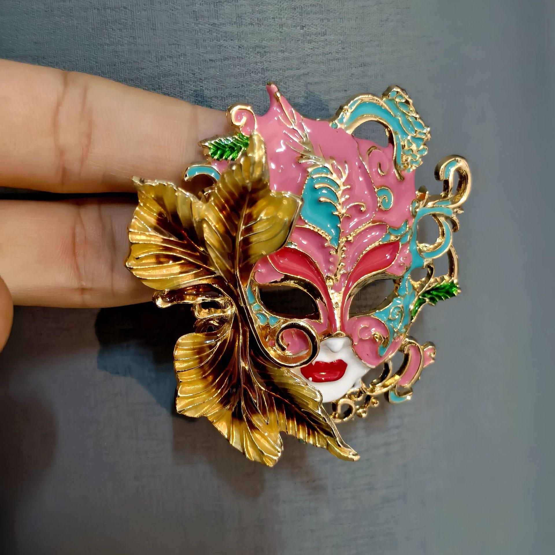 

Брошка-маска, Тривимірний порожнистий рельєф, Квіткова брошка на груди в стилі ретро, Аксесуари для одягу у важкій промисловості, Маленький подарунок на бал, Брошка