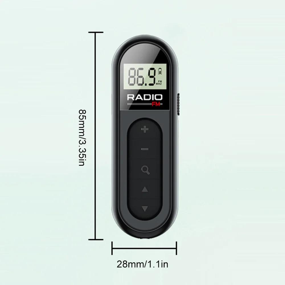 FM Radio Backlight LCD Display Personal Walkman Radio with 3.5mm Headphones Type-c Charging 76-108MHZ for Walk Jogging Camping