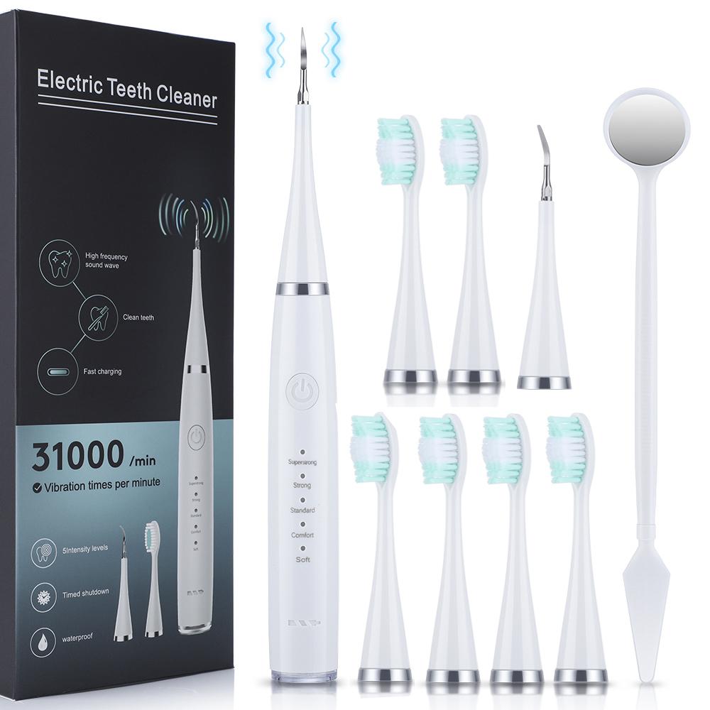 6 in 1 Ultrasonic Dental Cleaner Scaler Dental Tartar Remover Electric Toothbrush Sonic Teeth Plaque Cleaner Tooth Cleaner