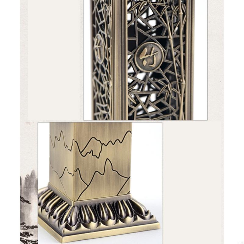 Antique Metal Bamboos Pattern Vertical Hollow Incenses Burners For Tea Room And Meditations With Stable Base Home Decors B03E
