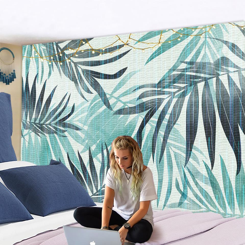 Green Leaf Plant Tapestry Plantain Lotus Leaves Tropical Plants Of Southeast Asia Wall Hanging Mandala Art Decor Wall Tapestry