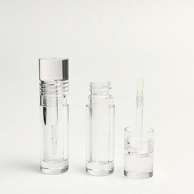 1 Stück leere tragbare 5 ml dicke Lipgloss-Tube mit Zauberstab aus Kunststoff für Lippenglasuren, durchsichtiger, transparenter Kosmetikverpackungsbehälter