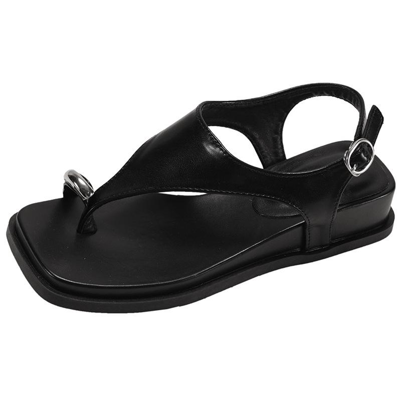 Fashion Summer New Fashion Style Flip Flops Shoes Roman Style Leisure Toe Covering Sandals Comfortable Soft Buckle Non-slip Women Sandal