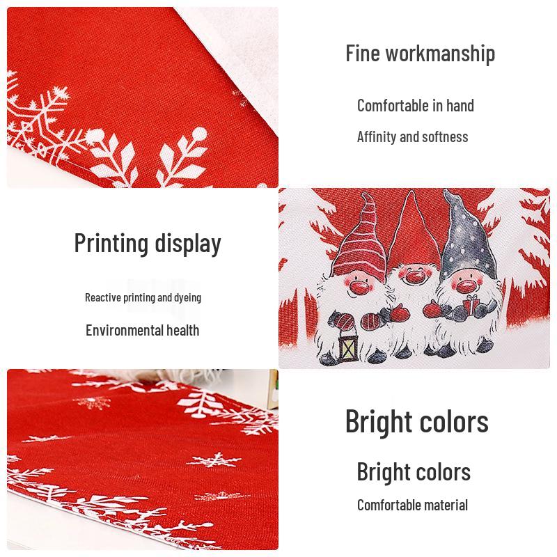 Christmas Forest Old Man Table Runner & Snowflake Tablecloth Set
