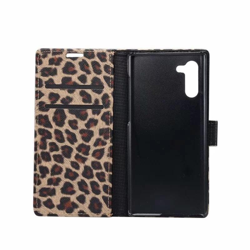 Samsung Note10pro mobile phone leather case for foreign trade, leopard print flip wallet storage card holder protective case