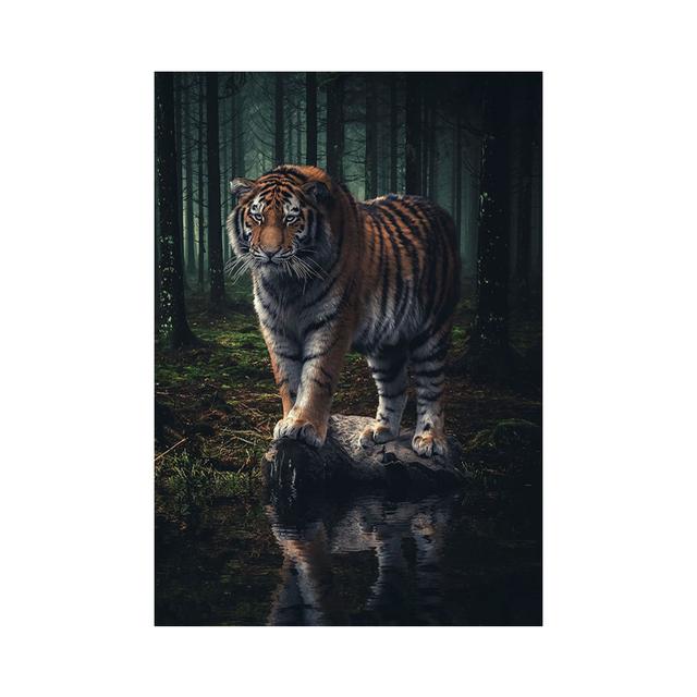 Wild Animal Tiger Forest Landscape Poster Canvas Painting Inspirational Lion Wall Art Prints Picture for Living Room Home Decor No Frame