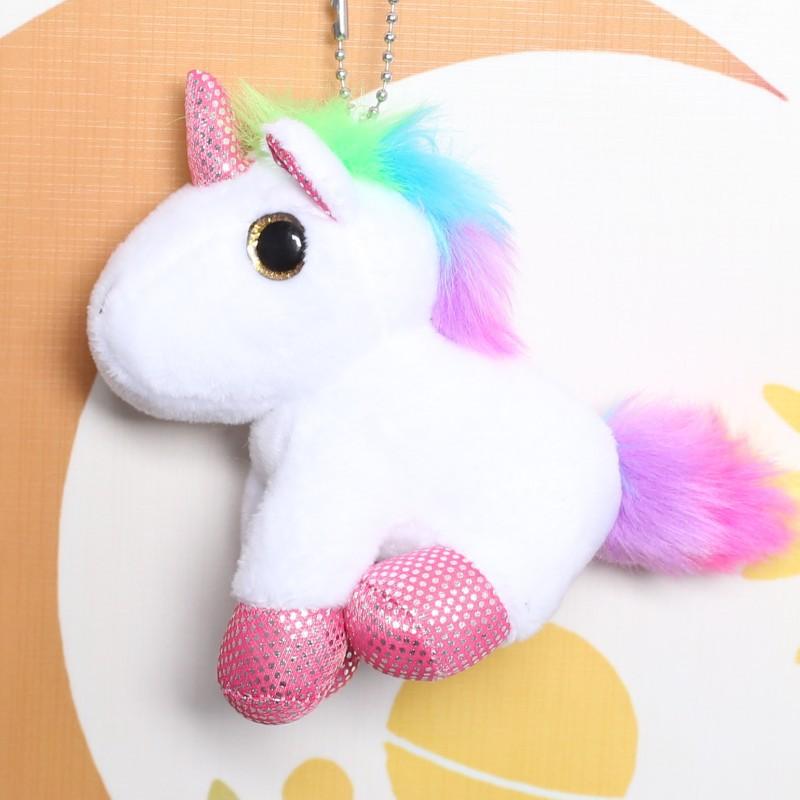 Candy Color Rainbow Unicorn Trendy Bags Street Stand Clothing Backpack Plush Toys Keychain Pendant