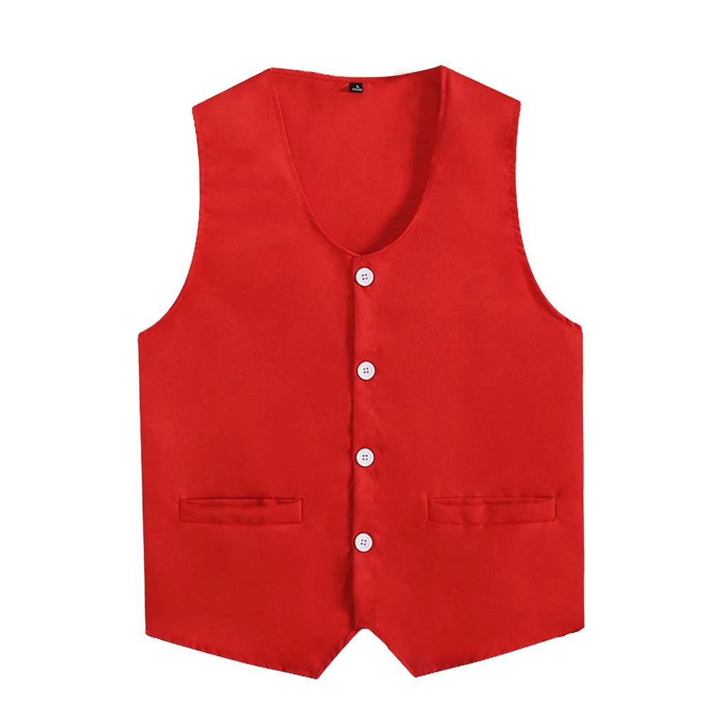 Womens Mens Button Vest Uniform Adult Waiter Bartender Work Uniform Unisex Volunteer Activity Vest Waistcoat