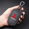 Leather Car Remote Key Case Cover Shell Keychain Protector Bag for Mitsubishi Eclipse Lancer Outlander Pajero Delica Accessories FL1