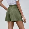 Women's Fashionable Color Drawstring Elastic Waist Pocket Casual Loose Shorts