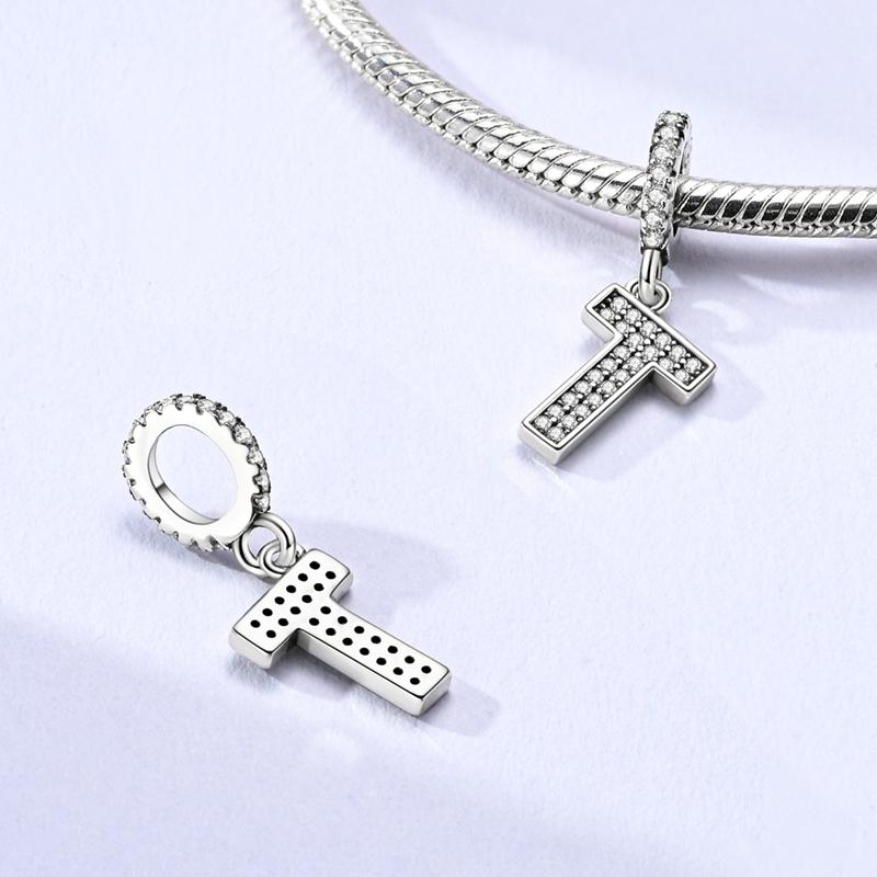 Originale DIY A-Z Alphabet Anhänger Perle Kupfer Eingelegter Zirkon Liebesbriefe Dangle Schmuck Geschenk Passend für Armreif