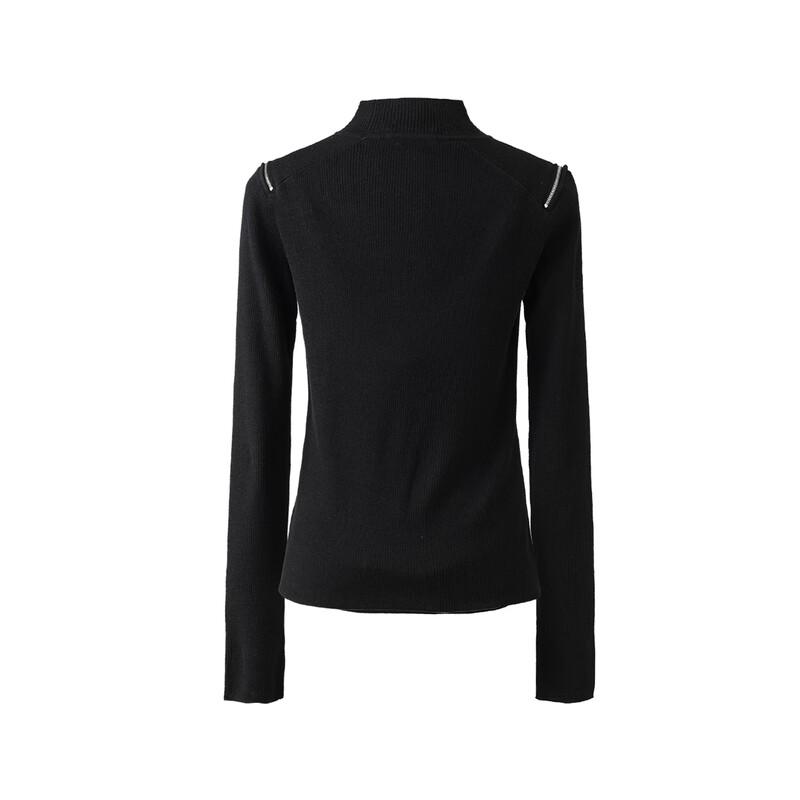 Giovanni Valentino Women's Slim Fit Semi-High Collar Knit Top
