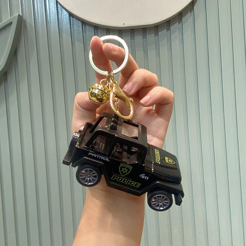 Creative Miniature Police Car Backpack Car Keychain Cute Model Keyring Toy