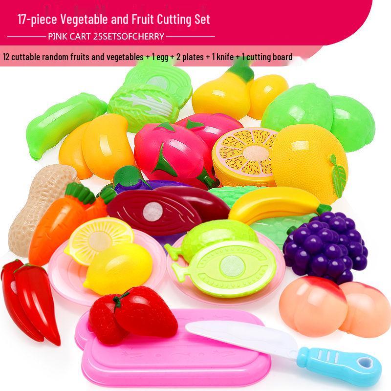 Large Kids' Grocery Cart with Fruit & Vegetable Play Set for Playhouse