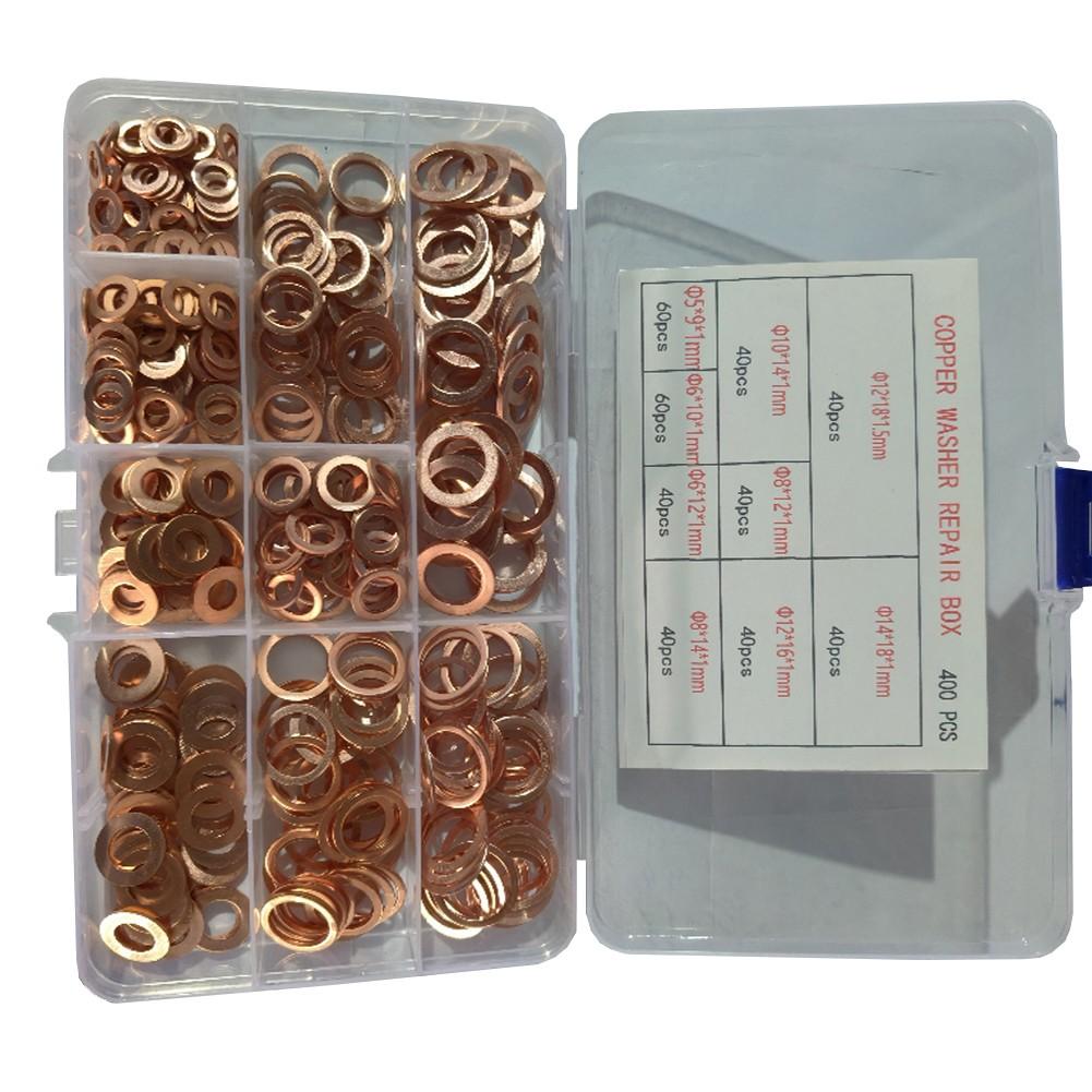 

Detailed Size Specification Copper Washer Assortment Flat Ring Seal Kit 200pcs