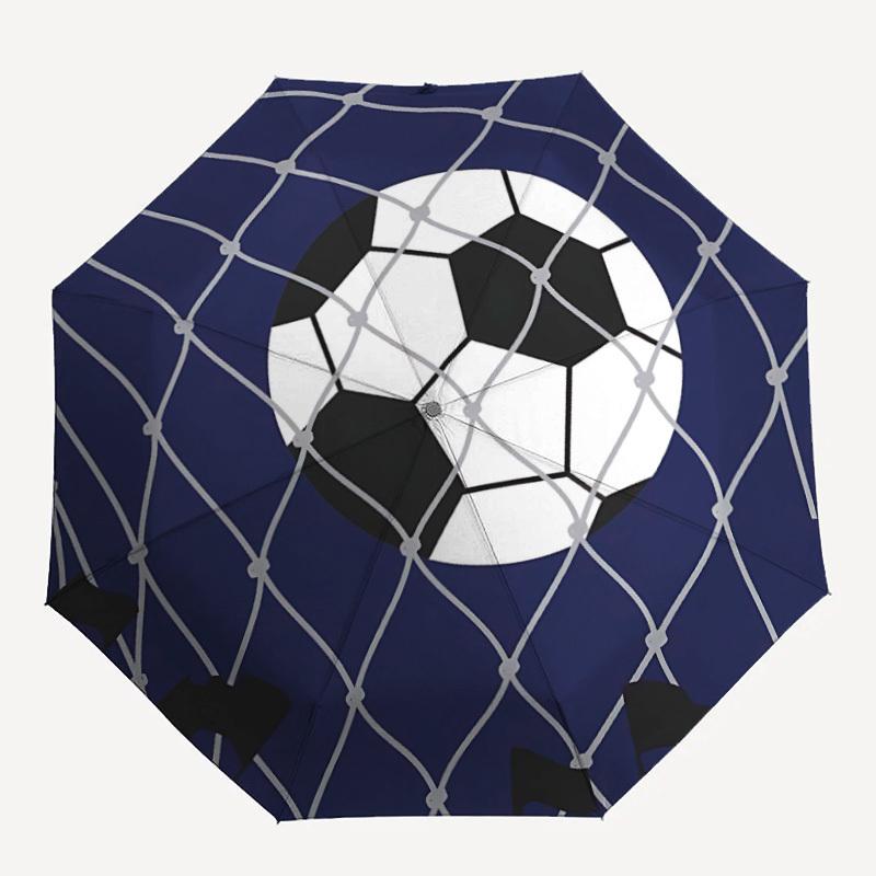 

1pc Soccer Goal Automatic Folding Umbrella - Windproof Compact Travel Umbrella with Auto Open/Close, 8-Rib Heavy-Duty Shaft for Women/Men A034