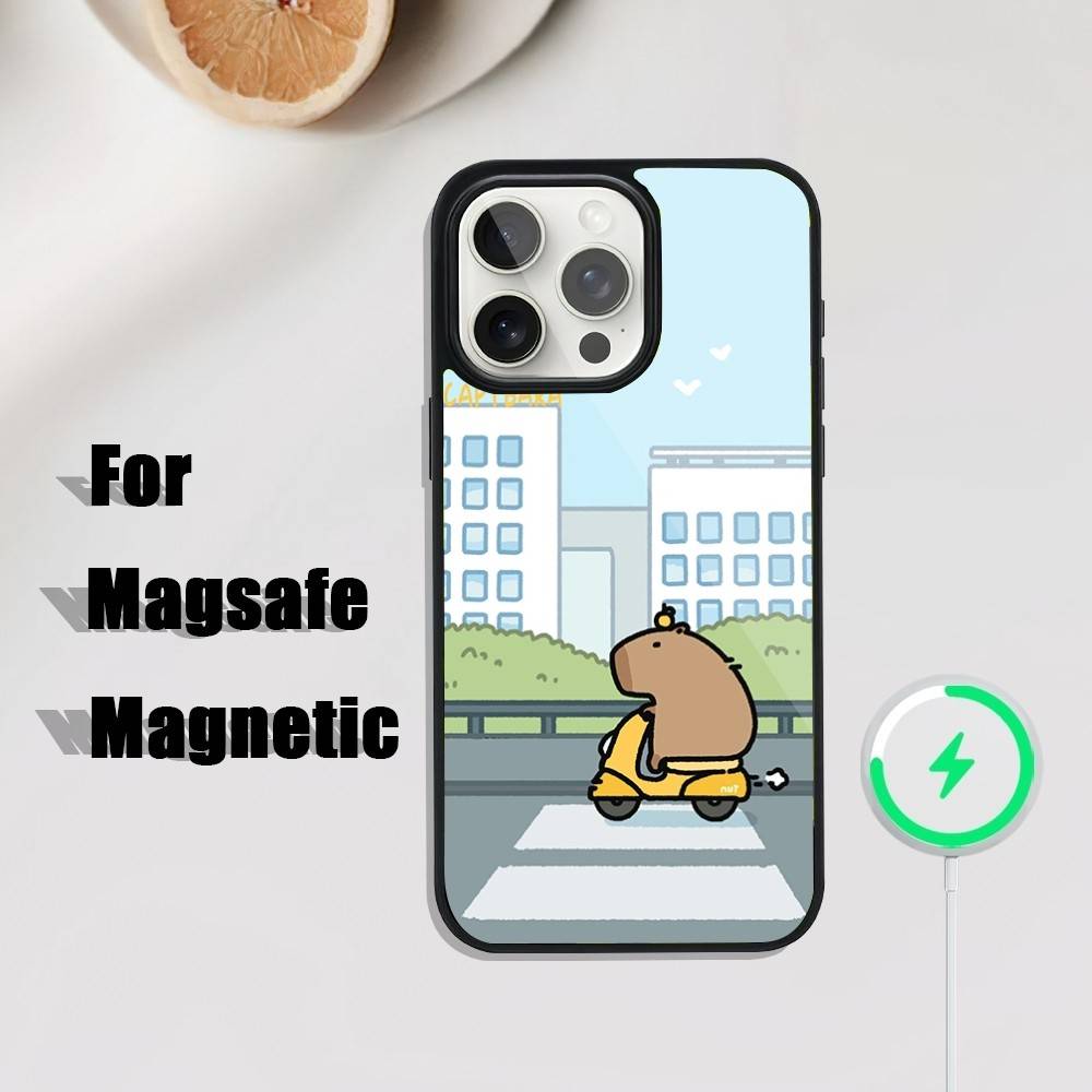 

Cartoon Cute Capybara Matte Phone Case iPhone 17,16,15,14,13,12,11,Pro,Max,Plus,Mini,SE4,E Magnetic Magsafe Wireless Charging iPhone14ProMax