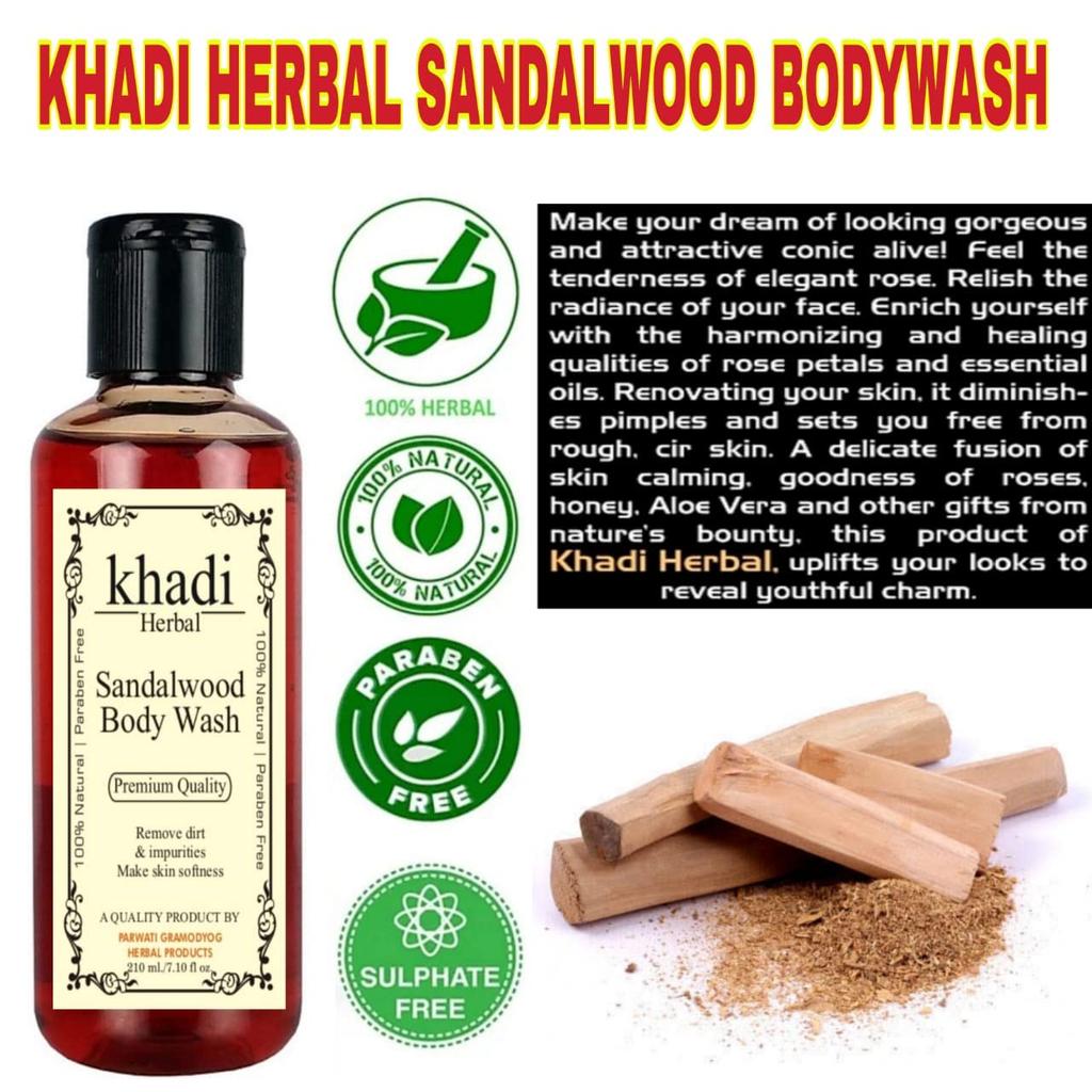 Khadi Herbal Glowing Skin Body Wash, Enriched With Sandalwood Extracts Soap-Free, Paraben-Free, Ph Balanced Shower Gel (630 Ml)