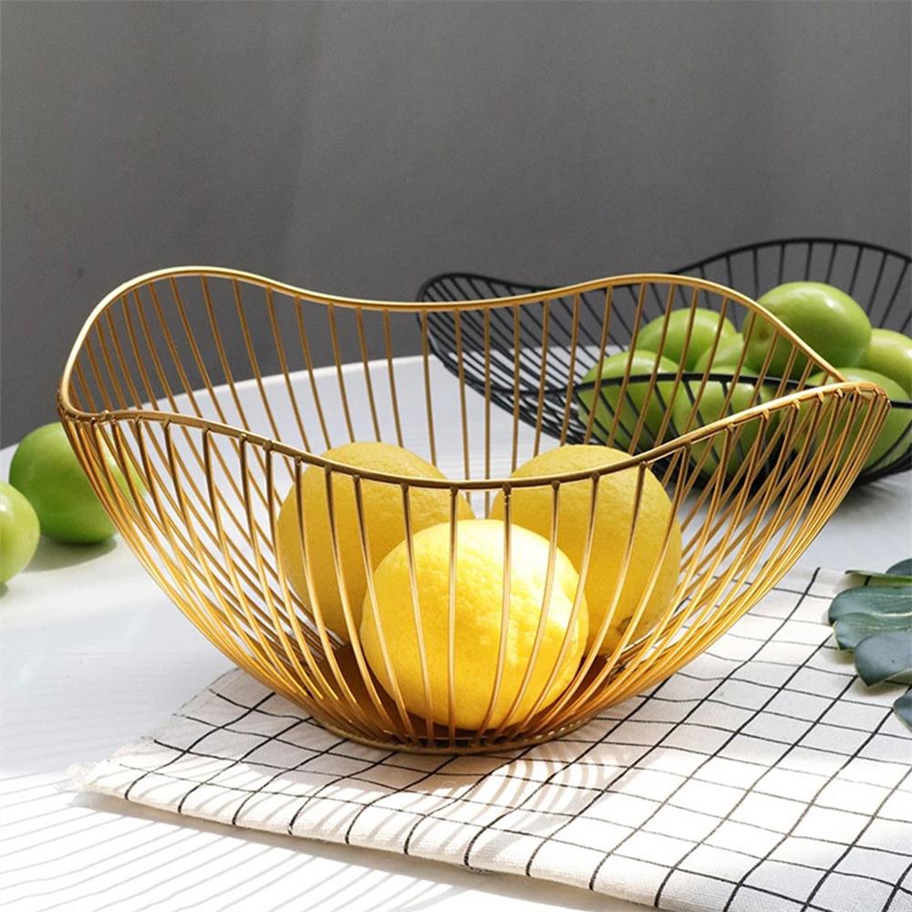 Metal Fruit Basket Morden Wire Snack Bread Vegetable Storage Bowls Kitchen Eggs Dessert Holder Nordic Style Organizer Cake Stand
