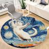 1pc Cat Night Sky Office Round Area Rug, Under Office Chairs Bedroom Living Room Home Decor, Room Deco, Available In Various Sizes