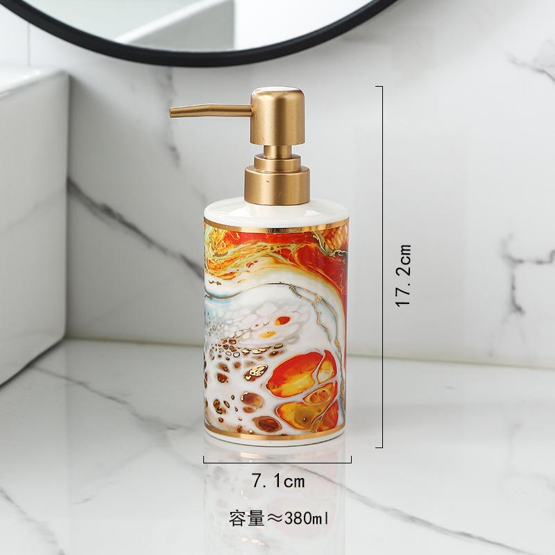 Gold-plated Marble Soap Dispenser Creative Ceramic Emulsion Bottle Bathroom Decoration Hand Sanitizer Shampoo Pressure Bottle