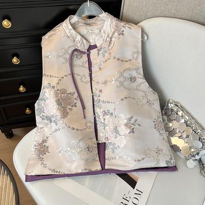 Women's Vest 2025 Spring New High-end Popular Jacquard Buckle Sleeveless