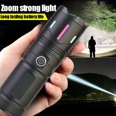 3pcs Powerful Spotlight Long Range LED Flashlight Type-C Charging Output Zoom Aluminum Alloy Tactical Torch For Camping
