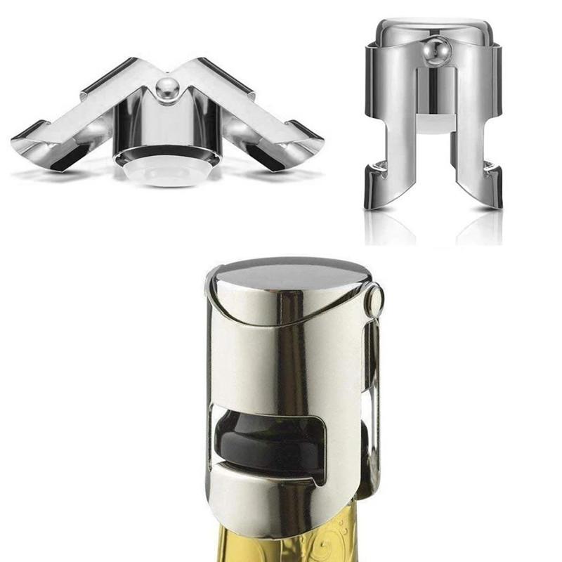 Wine Bottle Stopper Wine Beer Bottle Cork Plug Stainless Steel Champagne Sparkling Stopper Bar Tools Sealing Preserve Bottle Cap