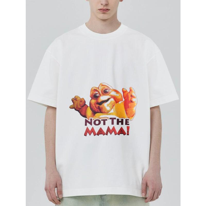 Black T Shirt with Not The Mama Text and Cartoon Character Print for Casual Wear
