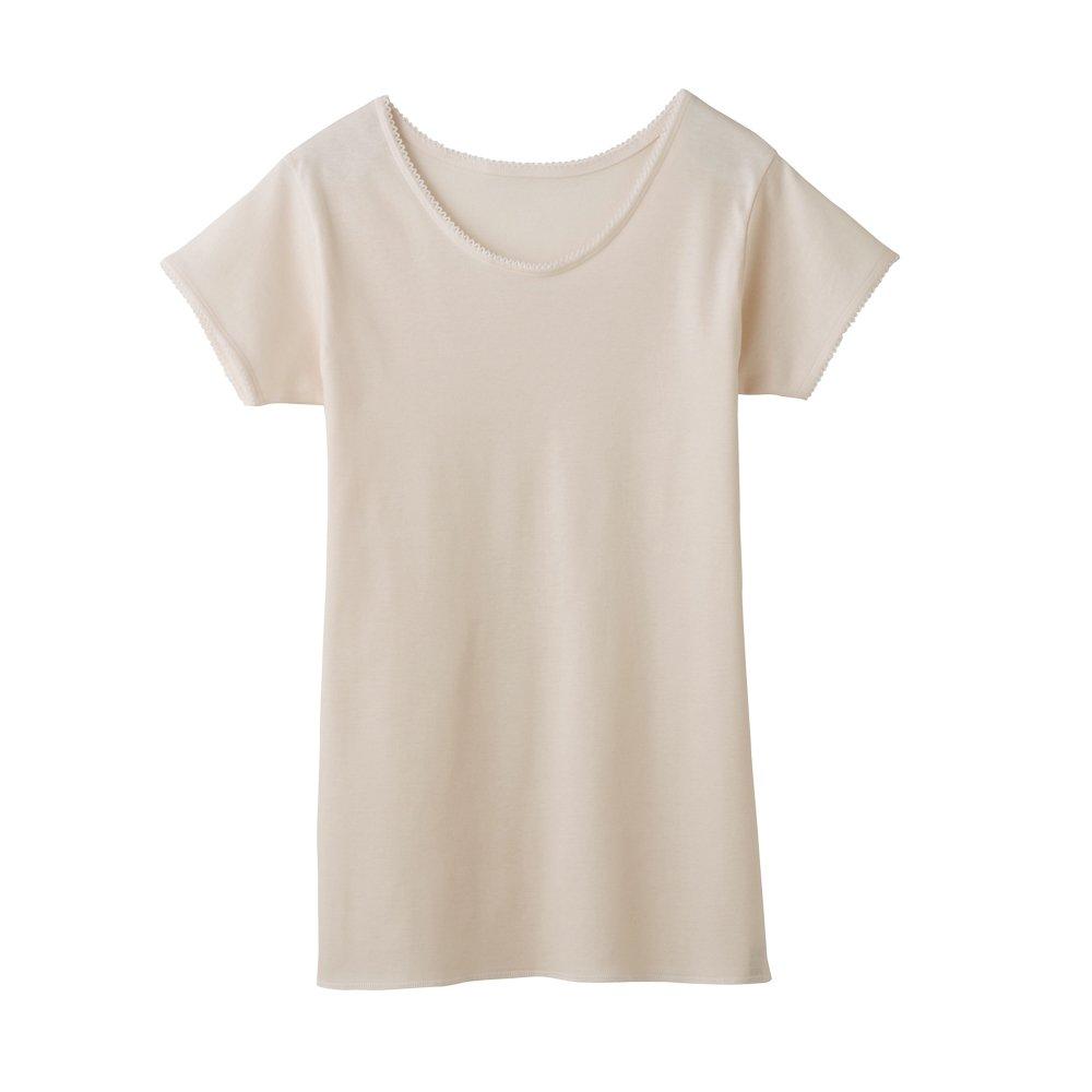 Gunze Crew Made In Calm Size Comfort Workshop Inner Shirt Women's Neck, Three-Quarter Sleeve, 100% Cotton, Japan, Beige, M, KQ5051,