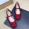 Fashion Flat Shoes for Women 2025 Square Toe Shallow Mouth Suede New Mary Jane Shoes Large Size Women's Shoes 42 43 44 Zapatos