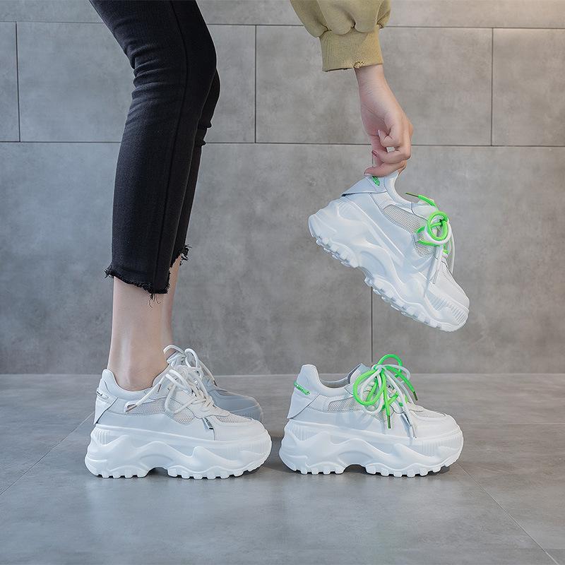 Dad shoes women's summer 2025 new spring and autumn mesh breathable ins trendy shoes thick sole heightening sports and leisure shoes