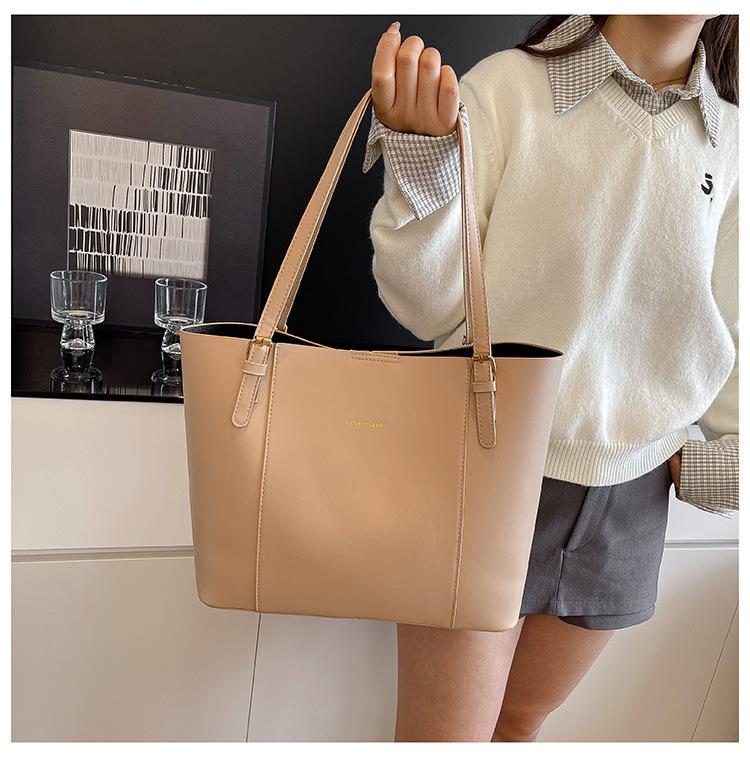 Korean Style Color Block Large Capacity Tote Bag - Women's Fashionable High-End Versatile Shoulder Bag
