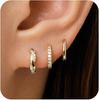 Set di piccoli orecchini a cerchio Huggie in Argento Sterling per Donna, Cerchi Ipoallergenici Placcati Oro 14K per Piercing Multipli