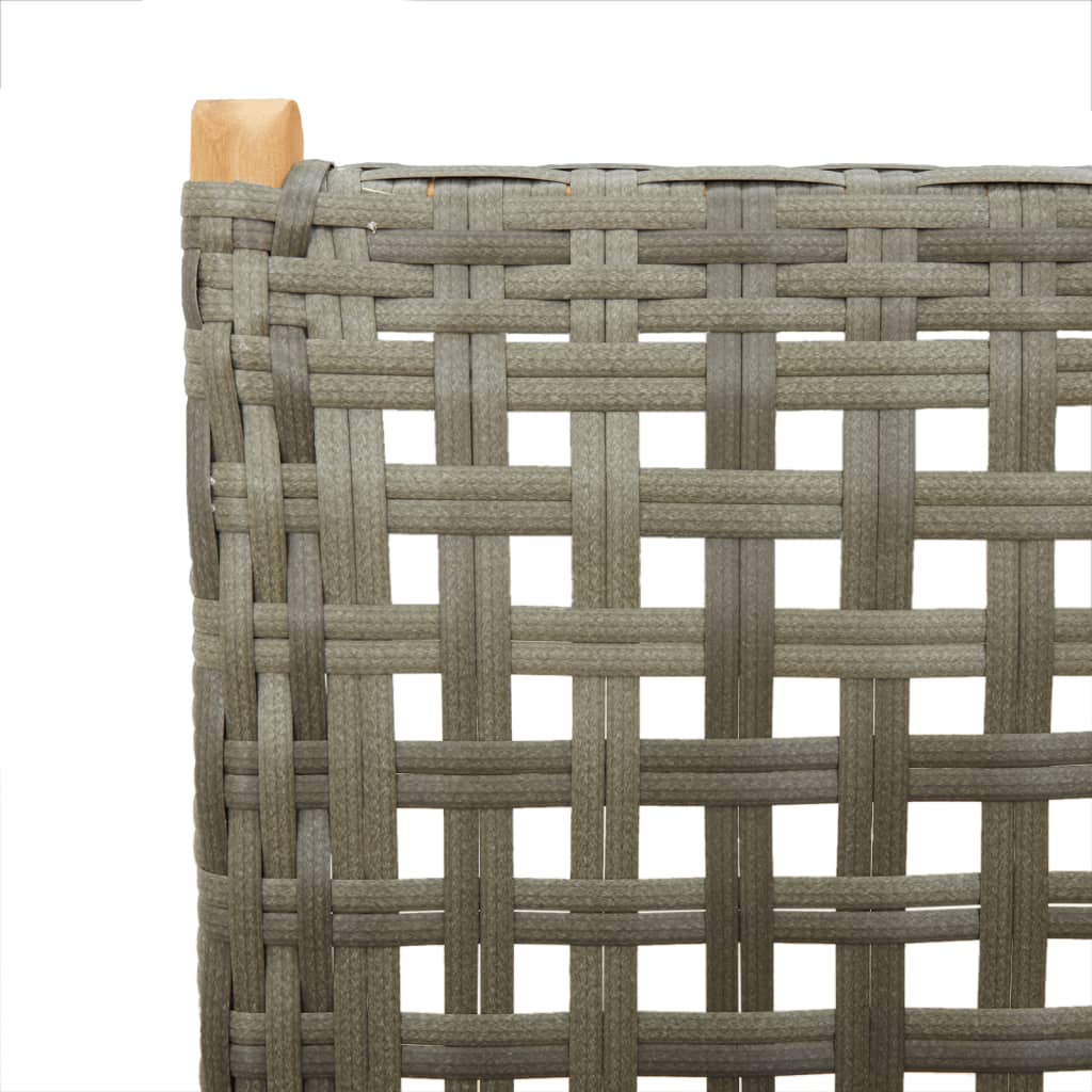 Adjustable Garden Chair 4 Pcs Grey Poly Rattan Solid Wood