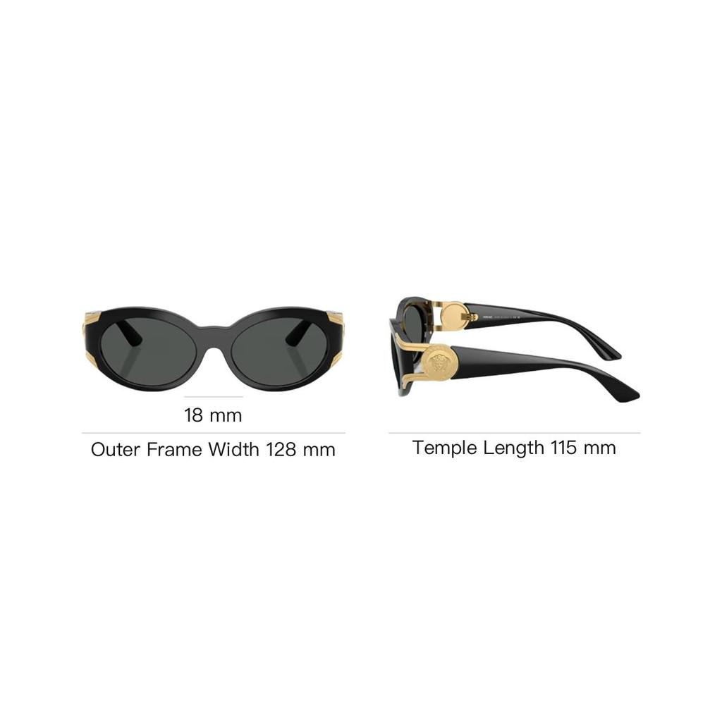 Versace Oval Frame Sunglasses With Logo Design Women sunglasses Black 0VE4503U-GB1/87