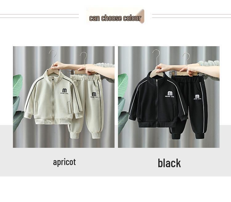 Korean Style Toddler Boys' Letter Cardigan Jacket & Pants Set - Spring/Autumn Collection