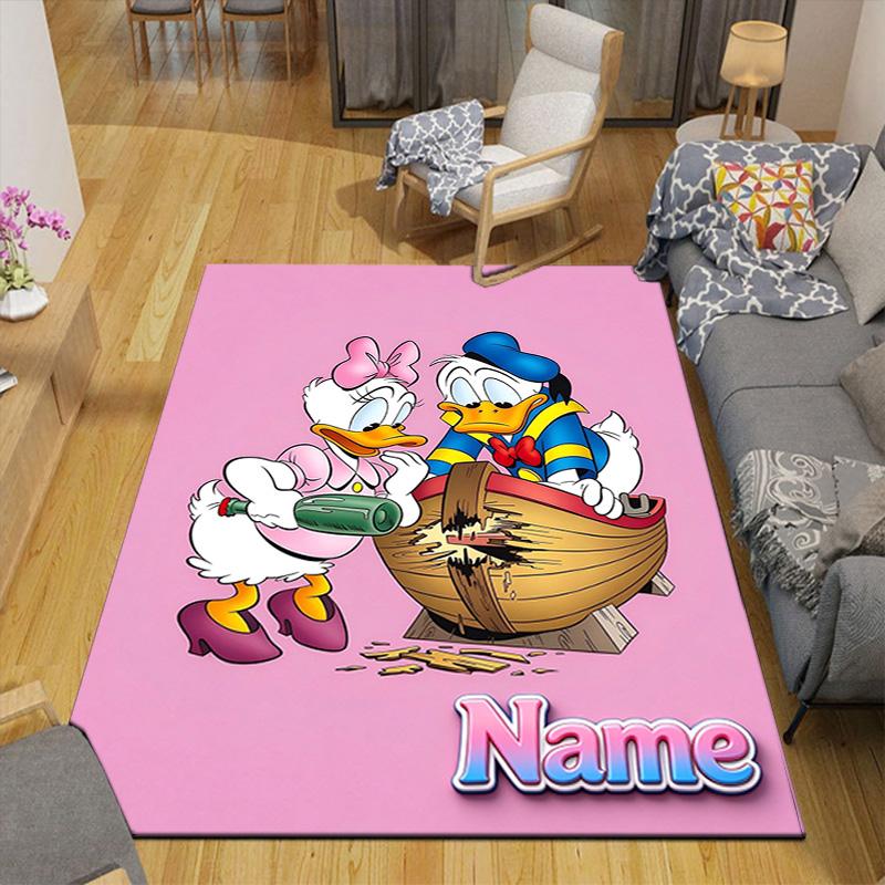 Custom Name Cute Cartoon Ducks Carpet for Playroom Bedroom Living Room Sofa Home Decor,kids Game Area Rug Non-slip Floor Mat
