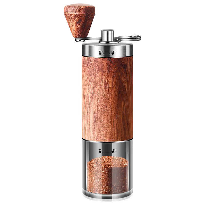 Manual Hand-Crank Coffee Bean Grinder with Wood Grain Finish