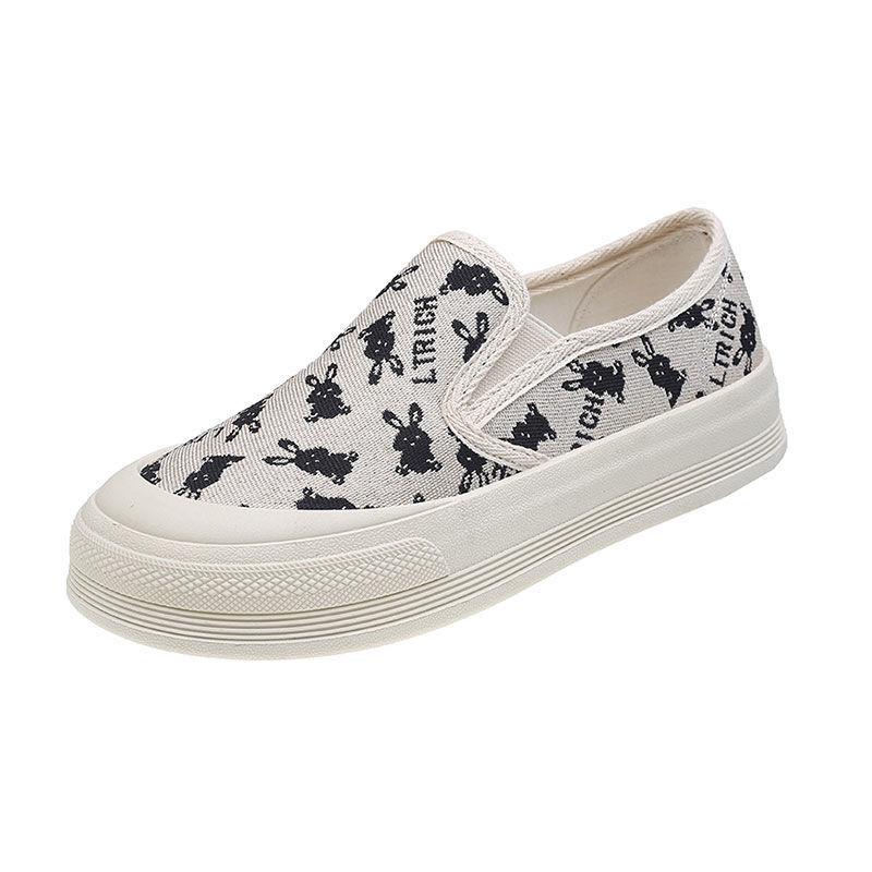 Loafers Cloth Shoes Women's Summer Breathable One-pedal Casual Shallow Mouth Flat-soled Canvas Shoes Women's Lazy Thick Baseplate Shoes